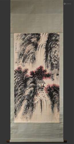 Fu Baoshi's Boutique (Landscape Painting) Old Paper Silk Mou...