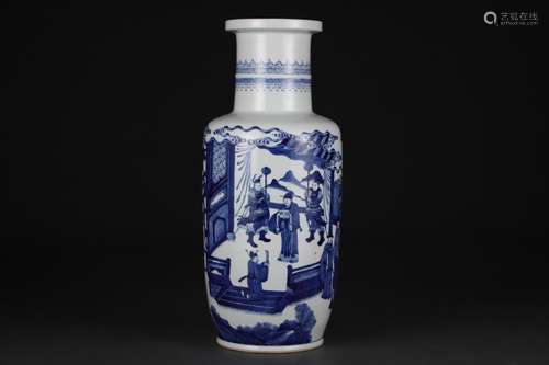 Blue and white figure mallet bottle