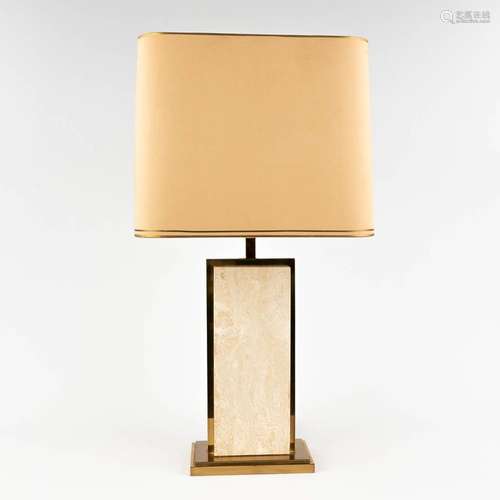 Camille BREESCHE (XX)(attr.) 'Travertine and gilt table lamp...