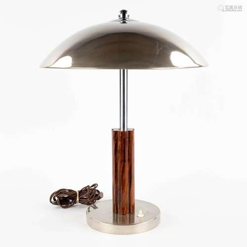 A table lamp, Chrome and wood, probably Germany or The Netha...