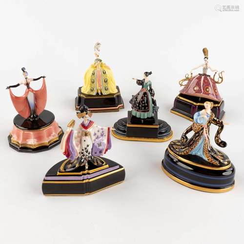 The Franklin Mint, Six porcelain music boxes with dancing fi...