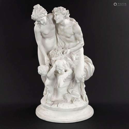 CLODION (1738-1814)(after) 'Satyr, Nymph and putto' bisque p...