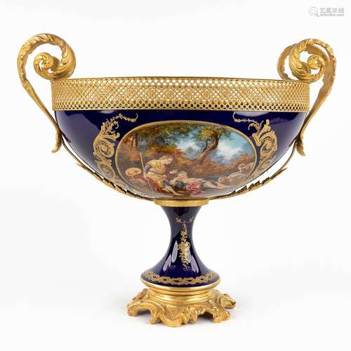 Sèvres, a bowl on a stand, mounted with bronze and hand-pain...