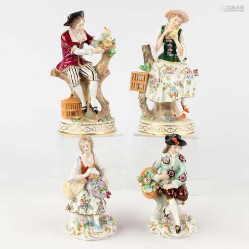 Sitzendorf, 4 figurines, poychrome porcelain. 19th and 20th ...