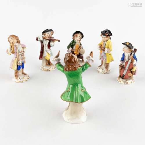 Sitzendorf, six figurines of the 'Monkey Orchestra', polychr...