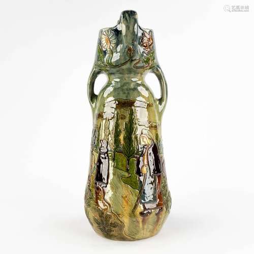 Leo MAES DECOCK (XIX-XX) 'Vase' a Flemish Earthenware vase w...