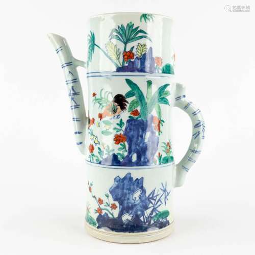 A pitcher, Faux Bamboo porclain with chicken decor, Qianlong...