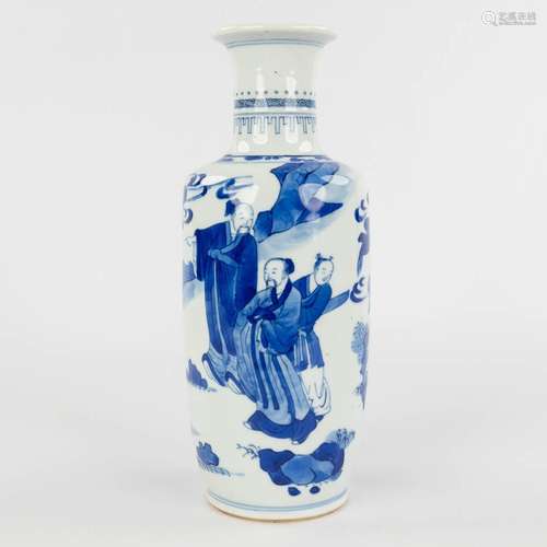 A Chinese vase decorated with blue-white figurines, 18th/19t...