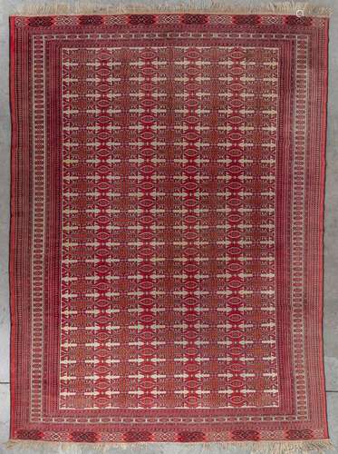 An Oriental hand-made carpet, Teke. (D:353 x W:265 cm)