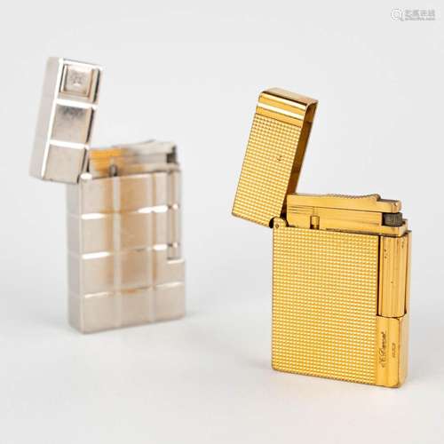 Dupont S.A. two vintage lighters. Gold-plated and silver-pla...