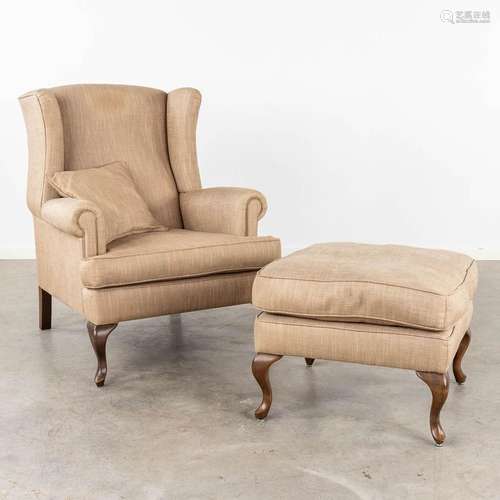 Marie's Corner, a wingback chair with ottoman. 21st C. (D:90...