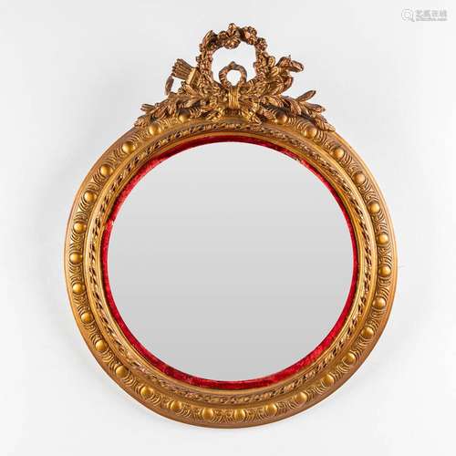 An antique round mirror, Louis XVI style. 19th C. (W:64 x H:...