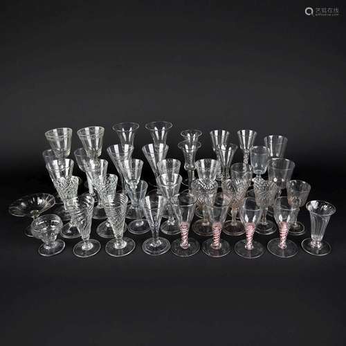 A large collection of antique glasses, Spiraalglazen. 18th/1...