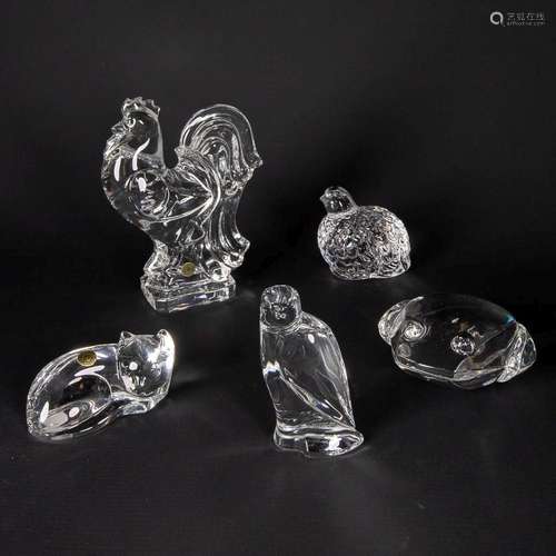 Val Saint Lambert, a set of 5 figurines in the shape of anim...