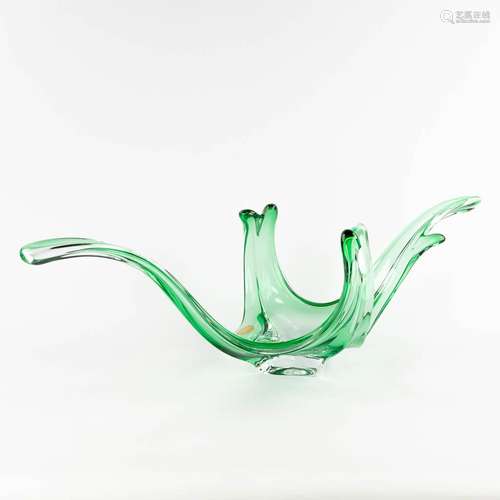 Artisanat Braine-Le-Comte, a large fruit bowl, green crystal...