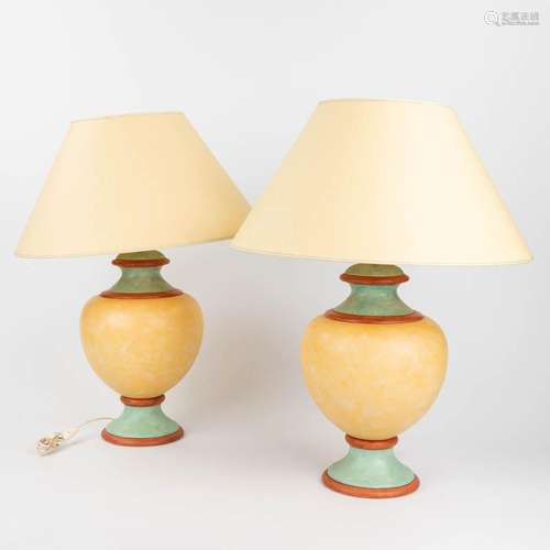 A pair of large table lamps, patinated ceramics. Circa 1980....