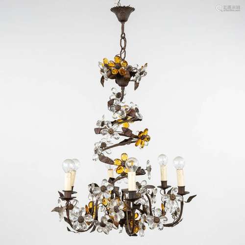 A chandelier with glass flowers, 6 points of light. 20th C. ...