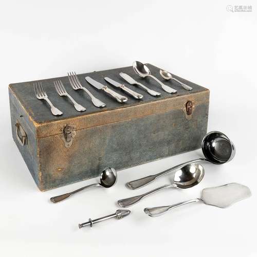 A silver-plated cutlery set in a chest, Wiskemann and Orfève...