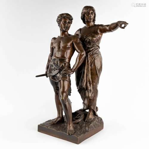 Émile LAPORTE (1858-1907) 'Man and Woman' patinated bronze (...