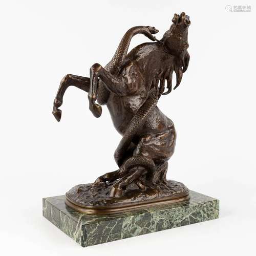 A Horse being strangled by a snake, patinated bronze. (D:14 ...