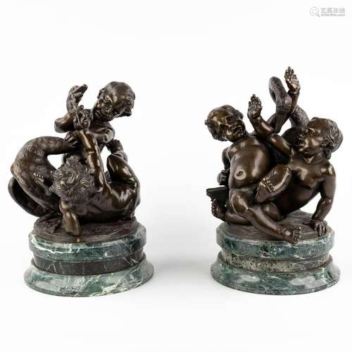 CLODION (1738-1814)(Attr.) Two pairs of putti with swans, pa...