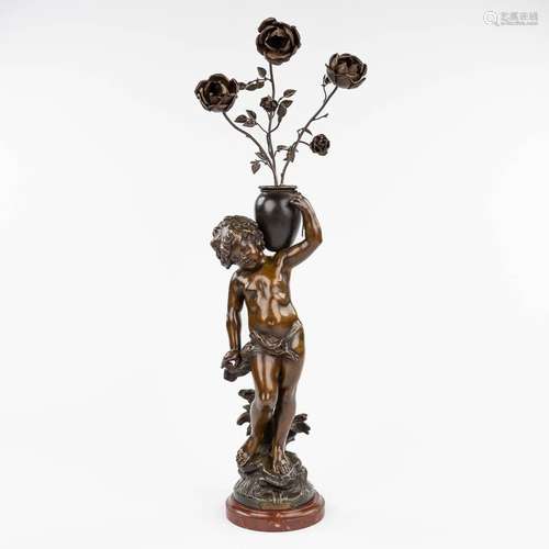 Auguste MOREAU (1834-1917) 'Le Ruisseau' patinated spelter. ...