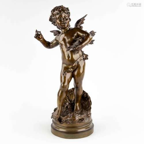 Auguste MOREAU (1834-1917) 'Cupido' patinated bronze. 19th C...