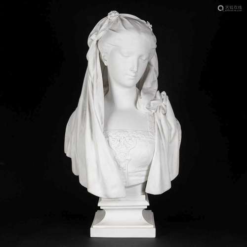 CARRIER-BELLEUSE (1824-1887) 'Bust of a lady' bisque porcela...