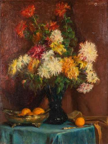 Frans MORTELMANS (1865-1936)(attr.) 'Flower Stilllife' oil o...