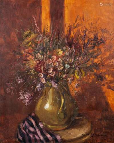 Marthe DE SPIEGELEIR (1897-1991) 'Flowers' oil on canvas. (W...