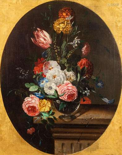 A flower still life painting, oil on canvas. 19th C. (W:44,5...