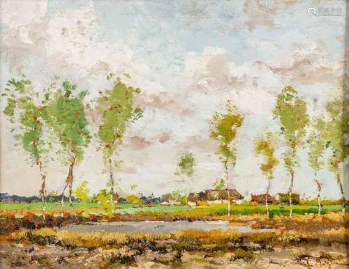 Paul MATHIEU (1872-1932) 'Landscape' oil on panel. (W:46 x H...