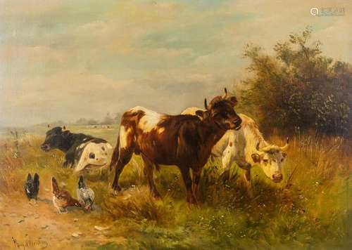 Henry SCHOUTEN (1857/64-1927) 'Cattle in the field' oil on c...