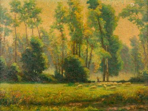 Jan-Baptist LESAFFRE (1864-1926) 'Sheep in a landscape' oil ...