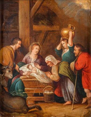 An antique Christmas scène 'The Adoration of the Shephards',...