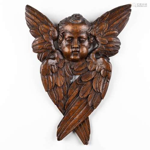 A wood sculptured image of an Angel, 19th C. (W:51 x H:71 cm...