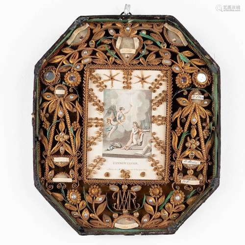 An antique reliquary frame 'L'Annonciation', finished with f...