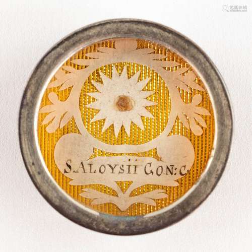 A sealed Theca with a relic and document: Ex Arca Sepulerali...