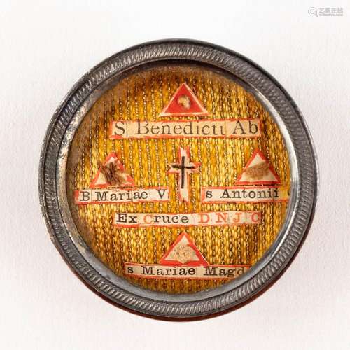 A sealed Theca with a relic and document: ''Ex Sacratissimae...