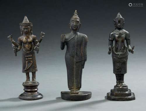 CAMBODGE et Inde, XXe siècle  Lot comprenant deux bronzes de...