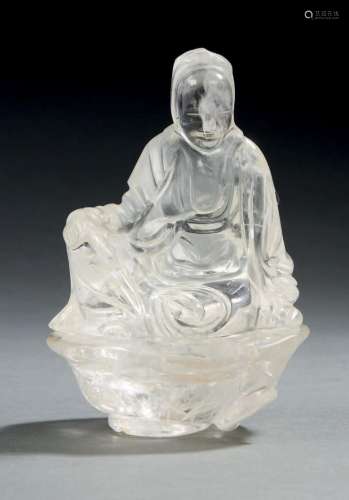 CHINE, XXe siècle  Sujet en cristal de roche, représentant u...