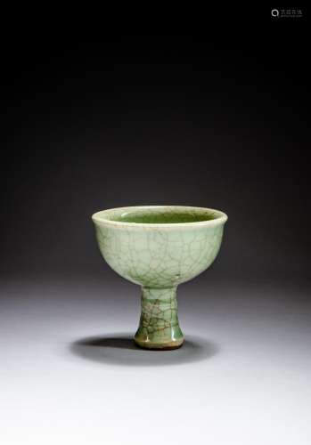 <br />
A crackled celadon-glazed stemcup, Ming dynasty | 明 ...