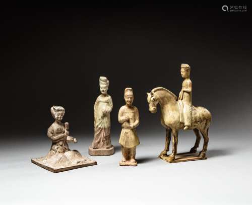 <br />
A group of four pottery figures, Tang dynasty | 唐 陶...
