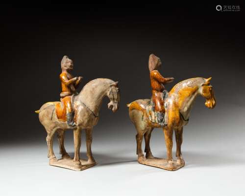 <br />
Two sancai-glazed equestrian figures, Tang dynasty | ...