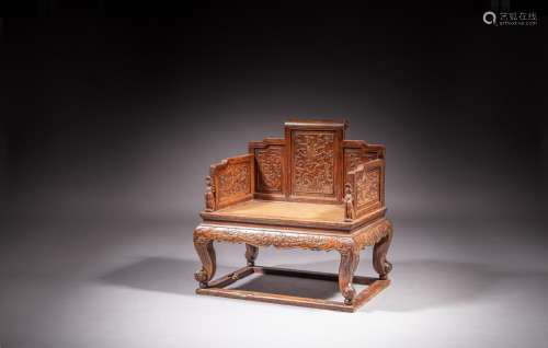 <br />
A large 'huanghuali' 'dragon' meditation chair, Qing ...