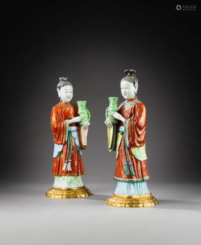 <br />
A pair of large Chinese export famille-rose court lad...