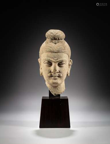 <br />
A stone head of Buddha, Ancient region of Gandhara, p...