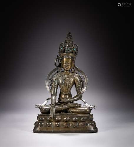 <br />
A copper-alloy figure of Akshobya Buddha, Tibet, 12th...