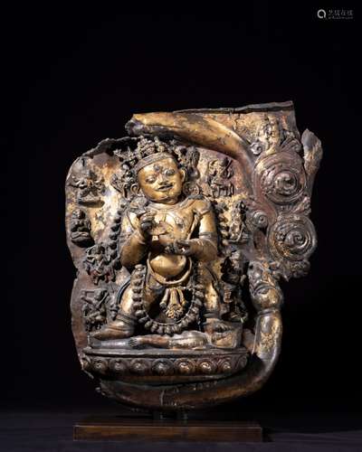 <br />
An exceptional gilt-copper alloy figure of Mahakala i...