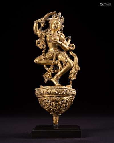 <br />
A gilt-copper alloy figure of Vajravahari, Densatil m...